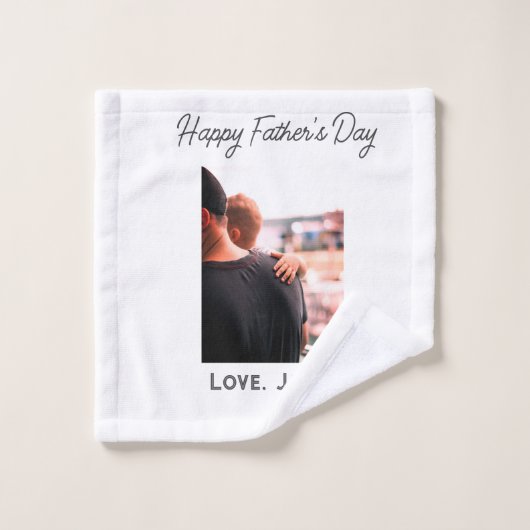 幸せな父の日の写真愛モダンの父シンプル父 ウォッシュタオル (ウォッシュタオル)