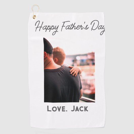 幸せな父の日の写真愛モダンの父シンプル父 ゴルフタオル (正面)
