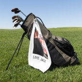 幸せな父の日の写真愛モダンの父シンプル父 ゴルフタオル (グリーン)