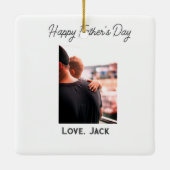 幸せな父の日の写真愛モダンの父シンプル父 セラミックオーナメント (裏面)