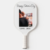 幸せな父の日の写真愛モダンの父シンプル父 ピックルボールラケット (裏面)
