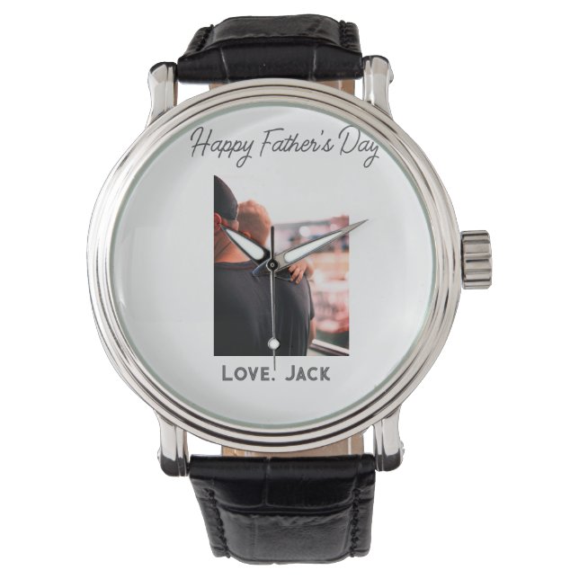 幸せな父の日の写真愛モダンの父シンプル父 腕時計 (正面)