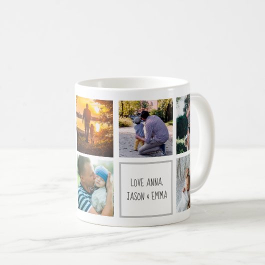 幸せな父の日の家族の思い出の写真コラージュ コーヒーマグカップ (正面右)