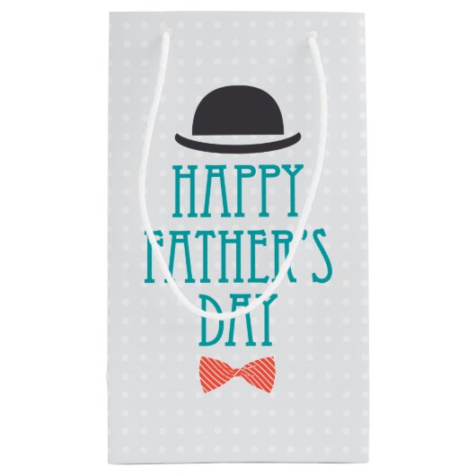 幸せな父の日の帽子及びちょうネクタイ|のギフトバッグ スモールペーパーバッグ (裏面)