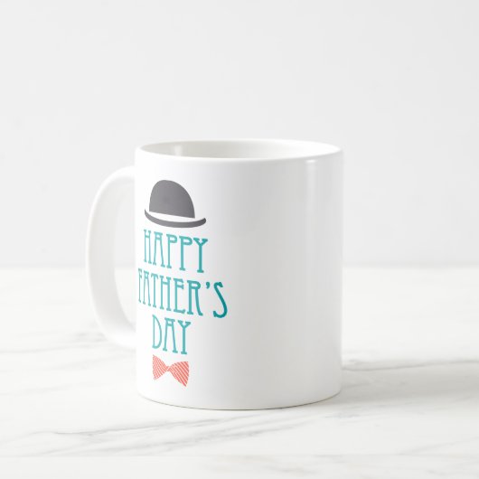 幸せな父の日の帽子及びちょうネクタイ|のコーヒー・マグ コーヒーマグカップ (正面左)