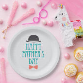 幸せな父の日の帽子及びちょうネクタイ|の紙皿 ペーパープレート (パーティー)