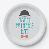 幸せな父の日の帽子及びちょうネクタイ|の紙皿 ペーパープレート (正面)