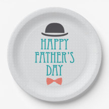 幸せな父の日の帽子及びちょうネクタイ|の紙皿