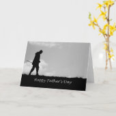 幸せな父の日は私に父をシルエット好みます カード (黄色い花)