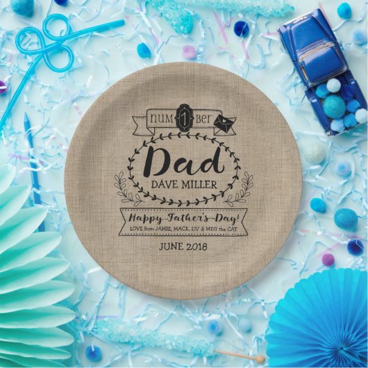 幸せな父の日第1 1つのパパのモノグラムのロゴ ペーパープレート (パーティー)