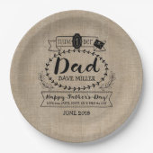 幸せな父の日第1 1つのパパのモノグラムのロゴ ペーパープレート (正面)