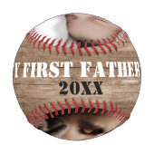 幸せな父の日2フォトコラージュウッド 野球ボール (裏面)