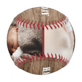 幸せな父の日2フォトコラージュウッド 野球ボール (正面)