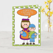 幸せな父の日(男の子または女の子または男の子の双生児) カード (黄色い花)