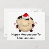 幸せな牛クリスマスカードの郵便はがきI愛 シーズンポストカード (正面/裏面)