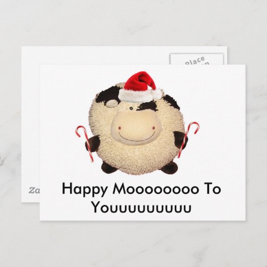 幸せな牛クリスマスカードの郵便はがきI愛 シーズンポストカード (正面/裏面)