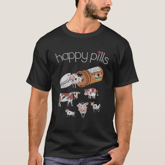 幸せな牛 ビル 動物 Tシャツ (正面)