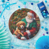 幸せな犬とクリスマス ペーパープレート (パーティー)