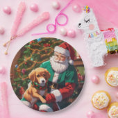 幸せな犬とクリスマス ペーパープレート (パーティー)