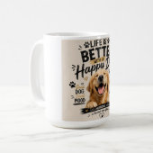 幸せな犬と一緒なら人生はもっと素敵 コーヒーマグカップ (正面左)