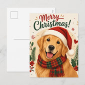 幸せな犬のクリスマスシーズン シーズンポストカード (正面/裏面)