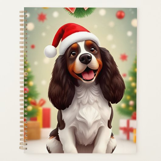 🎁幸せな犬のサンタ帽子のクリスマスプランナーギフト✨ プランナー手帳 (正面)