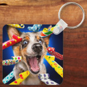 幸せな犬のパーティーブロワー キーホルダー (裏面)