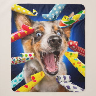 幸せな犬のパーティーブロワー シェルパブランケット