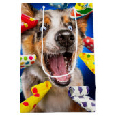 幸せな犬のパーティーブロワー ミディアムペーパーバッグ (裏面)
