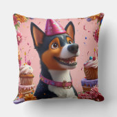幸せな犬の誕生日お祝い クッション (裏面)