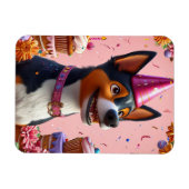 幸せな犬の誕生日お祝い マグネット (横)
