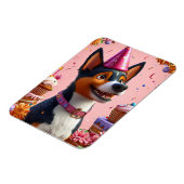 幸せな犬の誕生日お祝い マグネット (左側)