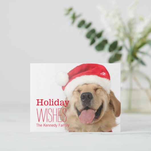 幸せな犬の頭部そしておっちょこちょいのなスマイル シーズンポストカード (スタンド正面)