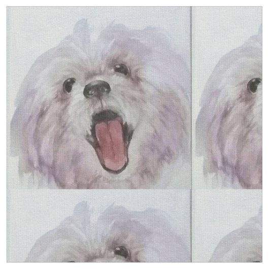 幸せな犬の顔によって印刷される生地 ファブリック (クローズアップ)