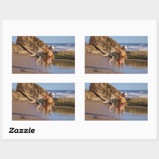 幸せな犬 長方形シール (シート)