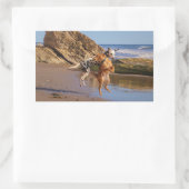 幸せな犬 長方形シール (バッグ)