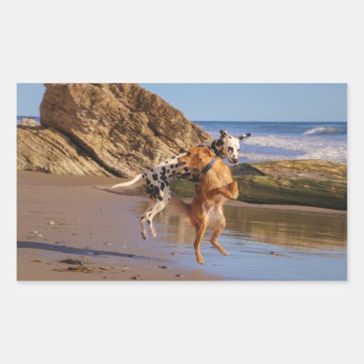 幸せな犬 長方形シール (正面)