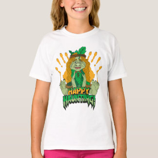 幸せな狩猟の女の子のグラフィックTシャツ Tシャツ