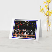 幸せな独立記念日の馬の漫画 カード (黄色い花)