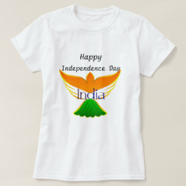 幸せな独立記念日インド(鳥の芸術の旗) Tシャツ