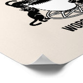 幸せな猫とコーヒー、コーヒーキテンスを崇拝 ポスター (角)