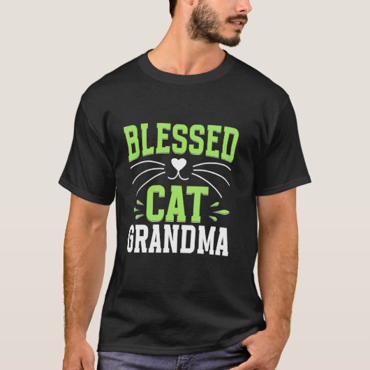 幸せな猫のおばあちゃん Tシャツ (正面)