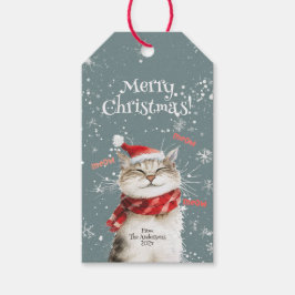 幸せな猫のクリスマスギフトタグ ギフトタグ