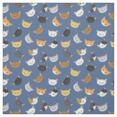 幸せな猫のパターン ファブリック (見本)