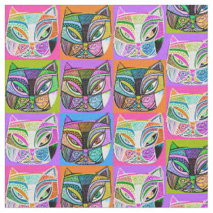 幸せな猫の虹 ファブリック