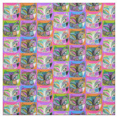 幸せな猫の虹 ファブリック (見本)