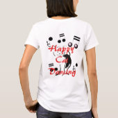 幸せな猫の踊りのおもしろいの音楽的なダンス音楽 Tシャツ (裏面)