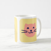 幸せな猫の顔のマグカップ コーヒーマグカップ (正面右)