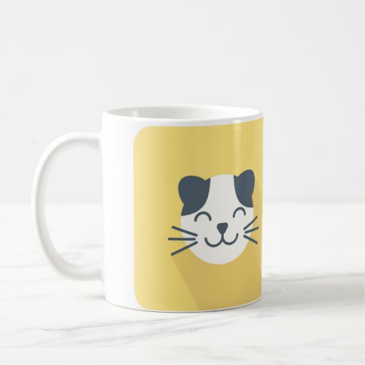幸せな猫の顔のマグカップ コーヒーマグカップ (左)