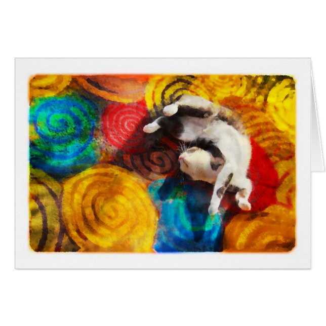 幸せな猫、カード (正面横)